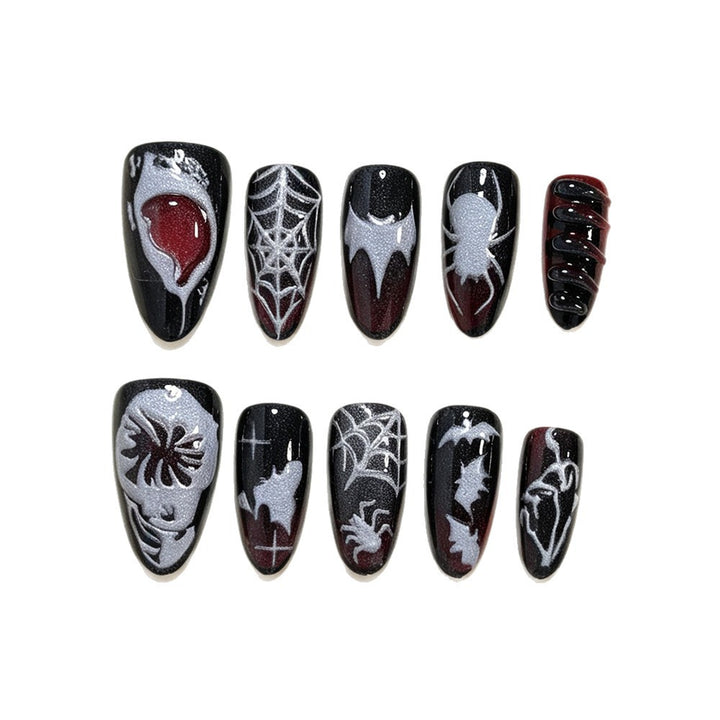 Halloween Nail Art Set with Spider Design and Gel Nails Kalsten
