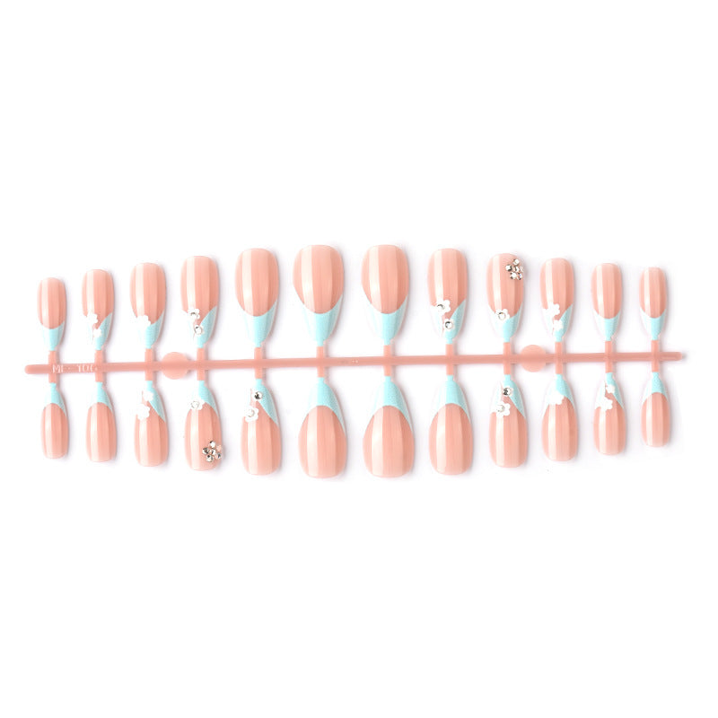 Floral Accent Press-On Nail Set with Gem Details Kalsten