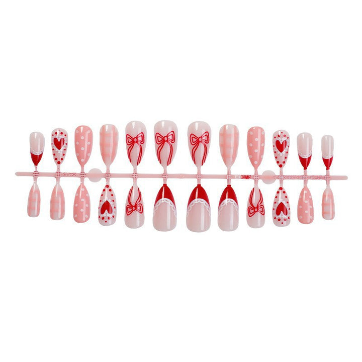 Creative Nail Art Set with Romantic Bow, Heart, and Dot Designs Kalsten