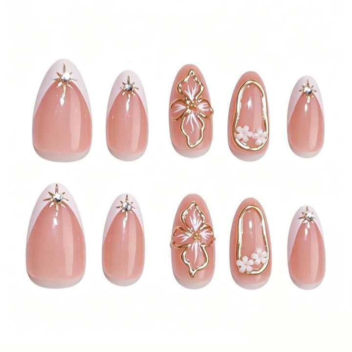 Elegant Floral Accent Press-On Nails Kalsten
