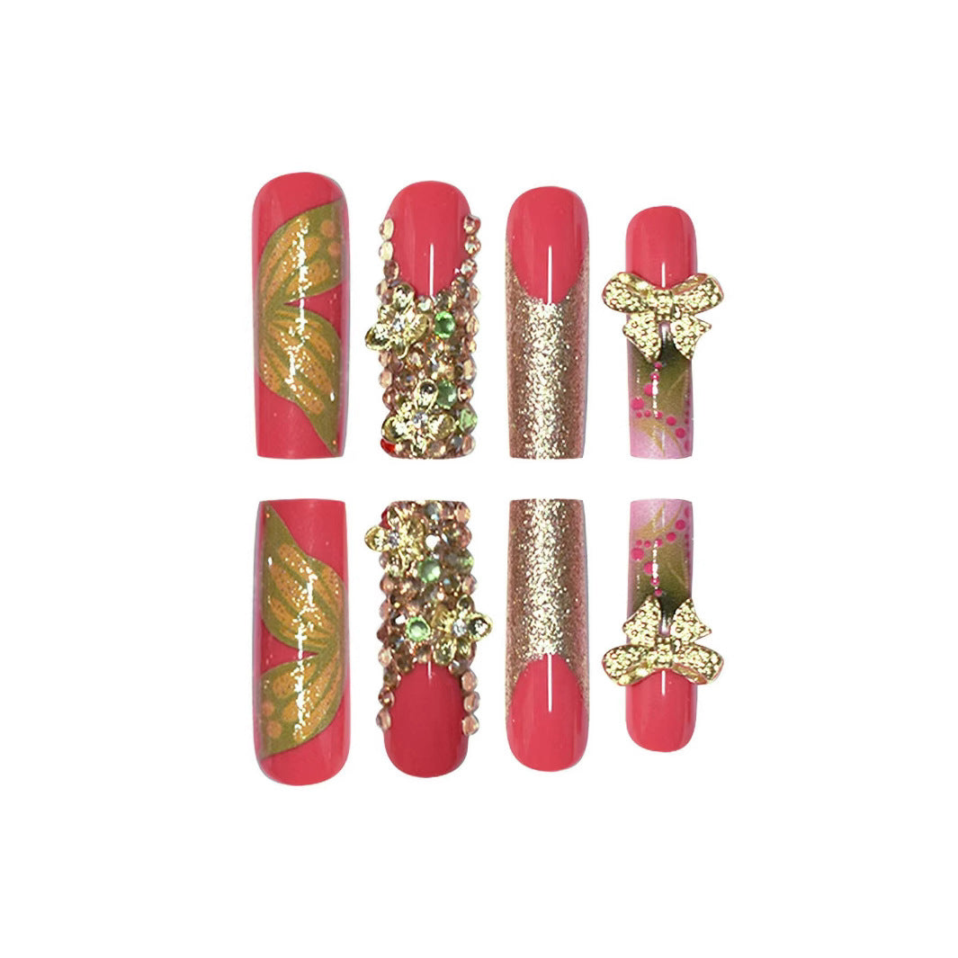 Artistic Floral Press-On Nail Set Kalsten