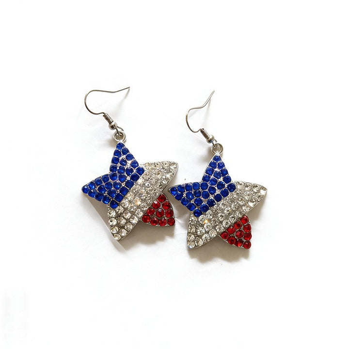 Women's nan patriotic rhinestone stars and stripes teardrop dangle earrings with fishhook Kalsten