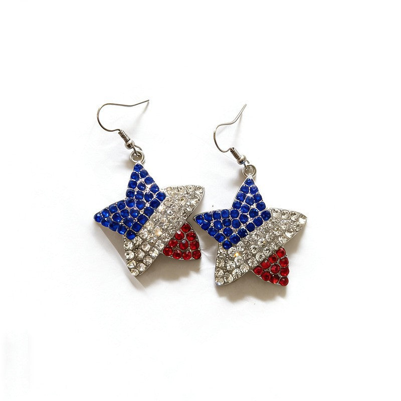 Women’s striking rhinestone earrings with flag motif United States Kalsten
