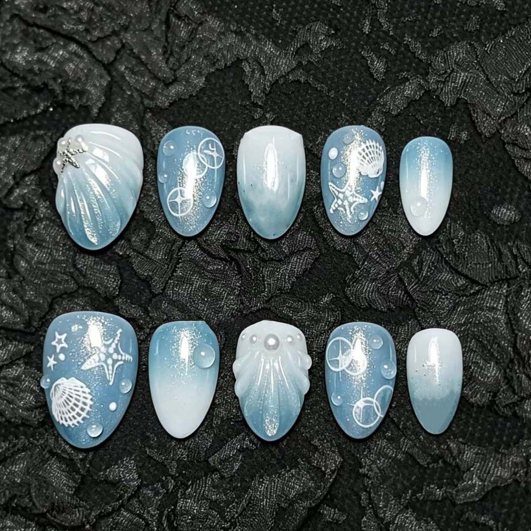 Artistic Ocean-Inspired Press-On Nail Set Kalsten
