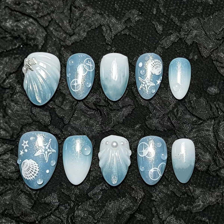 Artistic Ocean-Inspired Press-On Nail Set Kalsten