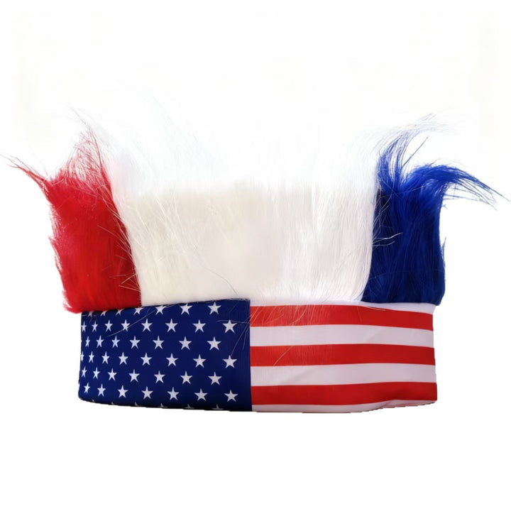 Unisex nan striking headband with three-color synthetic hair look and USA flag pattern Kalsten