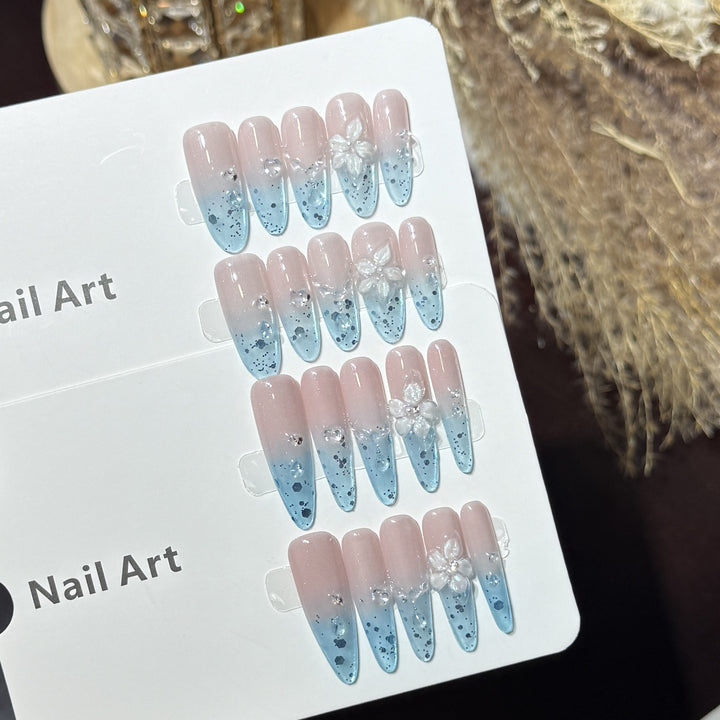 Ombre Floral Press-On Nail Art Set Kalsten