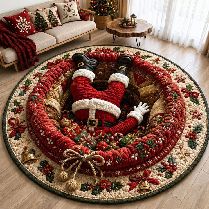 Round Holiday-Themed Area Rug