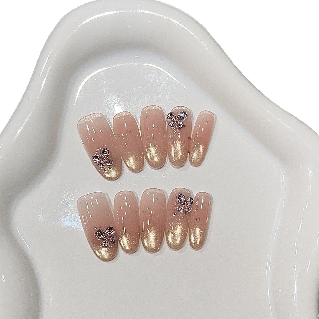 Elegant artificial nails with glitter and floral design Kalsten