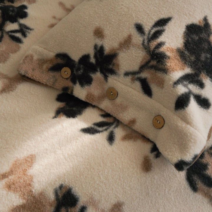 Cozy microfiber fleece bed set with floral velour texture