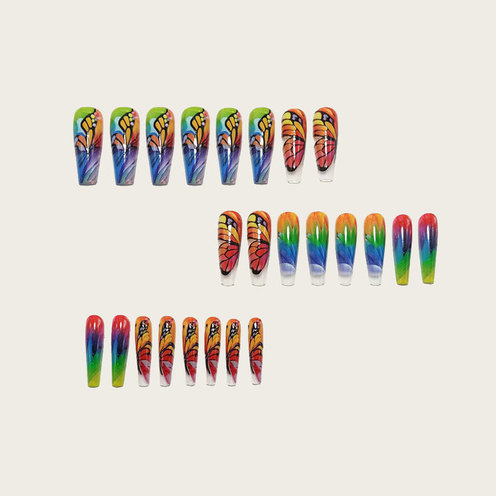 Artificial nails with colorful butterfly design Kalsten