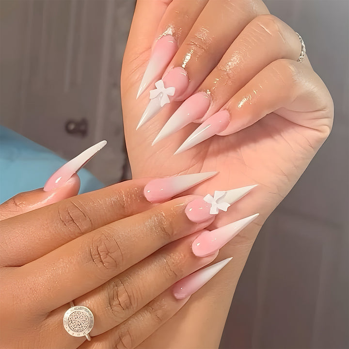 Premium Stiletto Press-On Nails with Unique Bow Decoration Kalsten