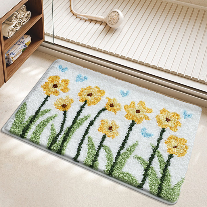 Textured Floral Bath Mat Kalsten