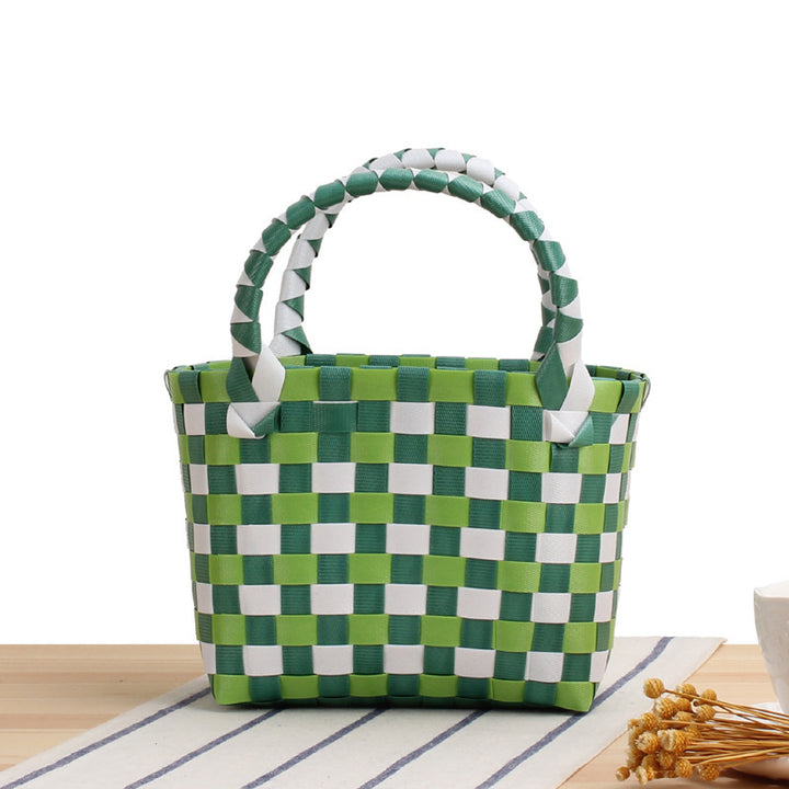 Handcrafted Tote Bag in Modern Check Pattern Kalsten