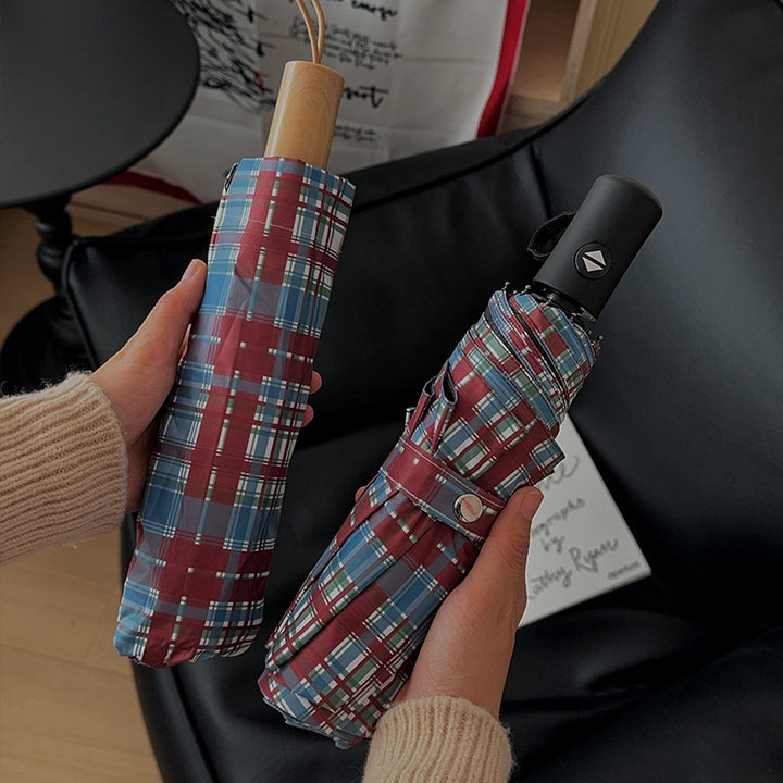 Women's Folding Umbrella in Modern Check Pattern Kalsten