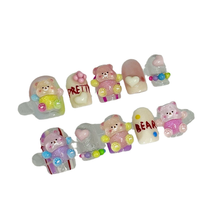 Themed Bear-Embellished Press-On Nail Set