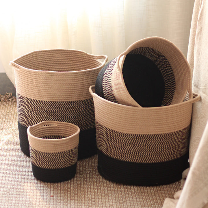 Modern storage basket with gray knit pattern Kalsten