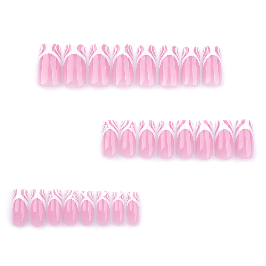 Artful nail extensions with translucent design and elegant lines Kalsten
