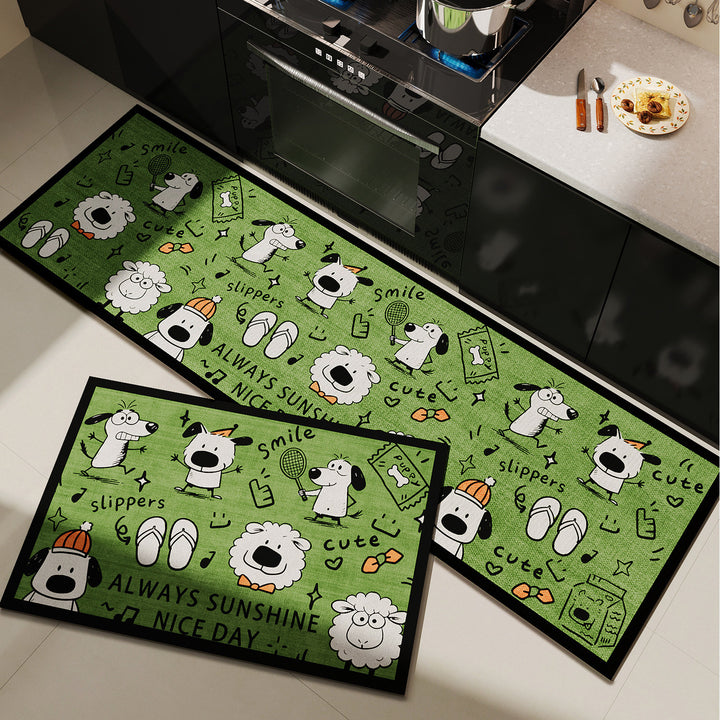 Playful Cartoon-Themed Kitchen Mat