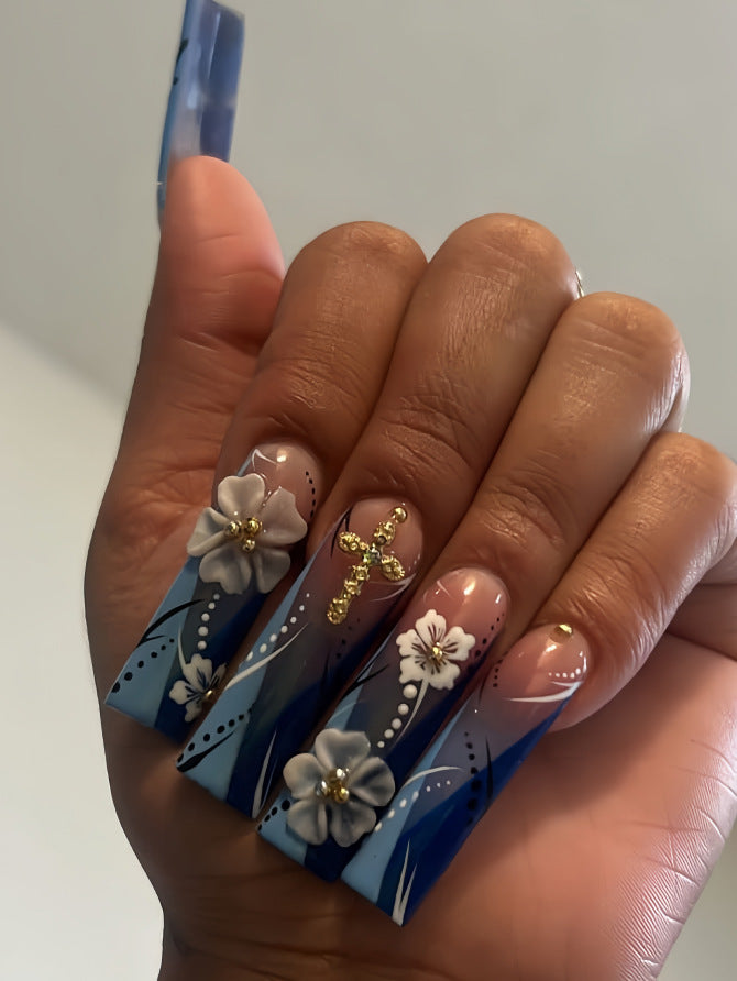Decorative Long Press-On Nail Extensions Kalsten