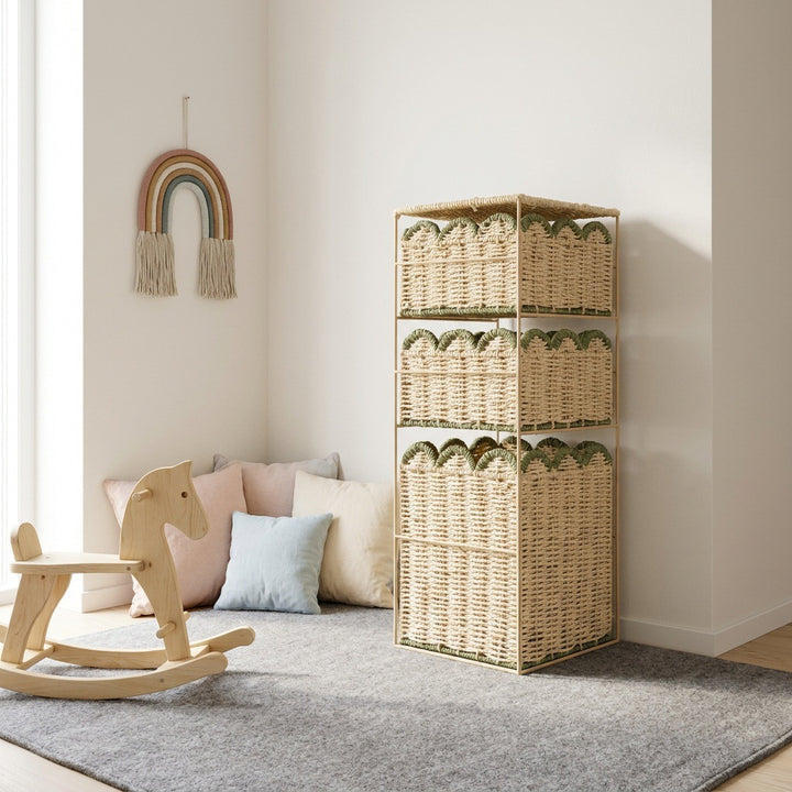 Stylish storage system with woven baskets Kalsten