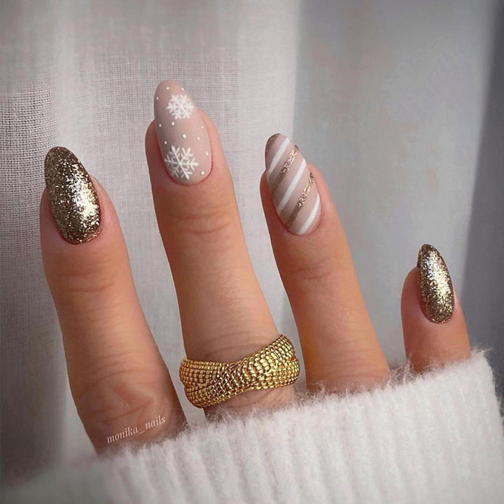 Elegant Stiletto Press-On Nail Art with Rhinestone Accents Kalsten