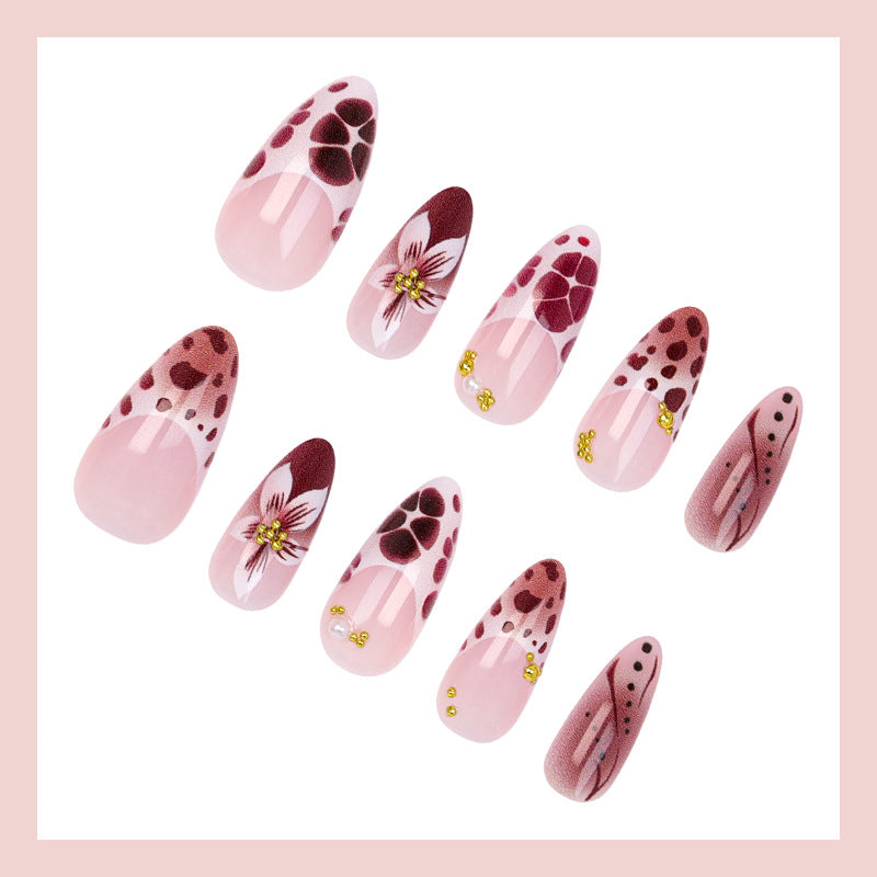 Acrylic nail set with floral and modern decorations Kalsten