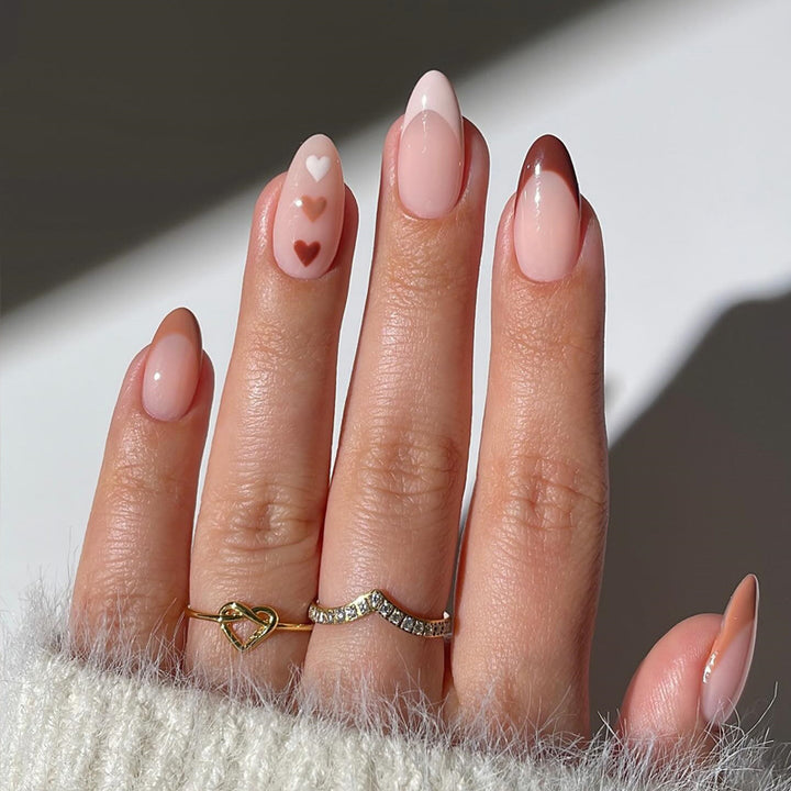 Artistic Heart-Embellished Press-On Nail Set Kalsten