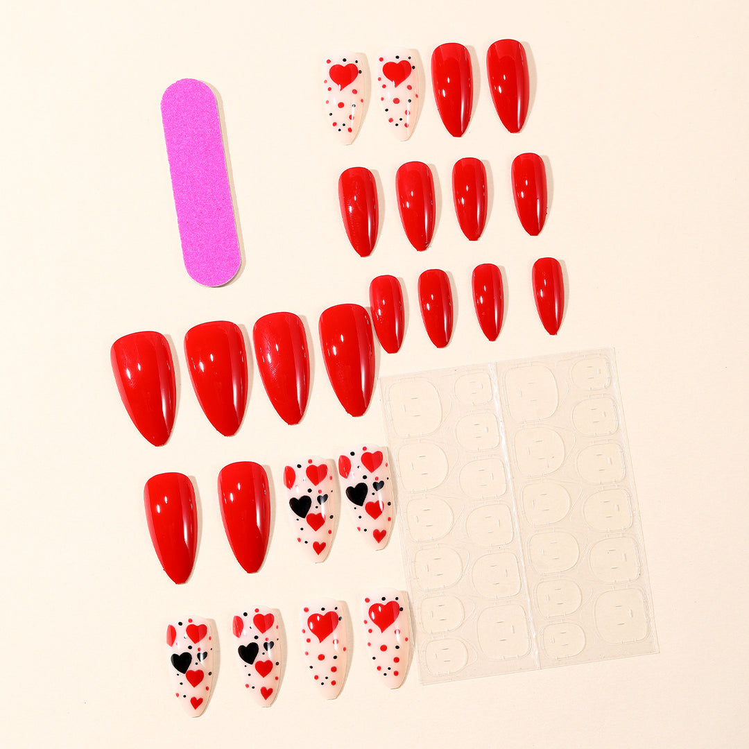 Heart-Themed Press-On Nail Art Set Kalsten