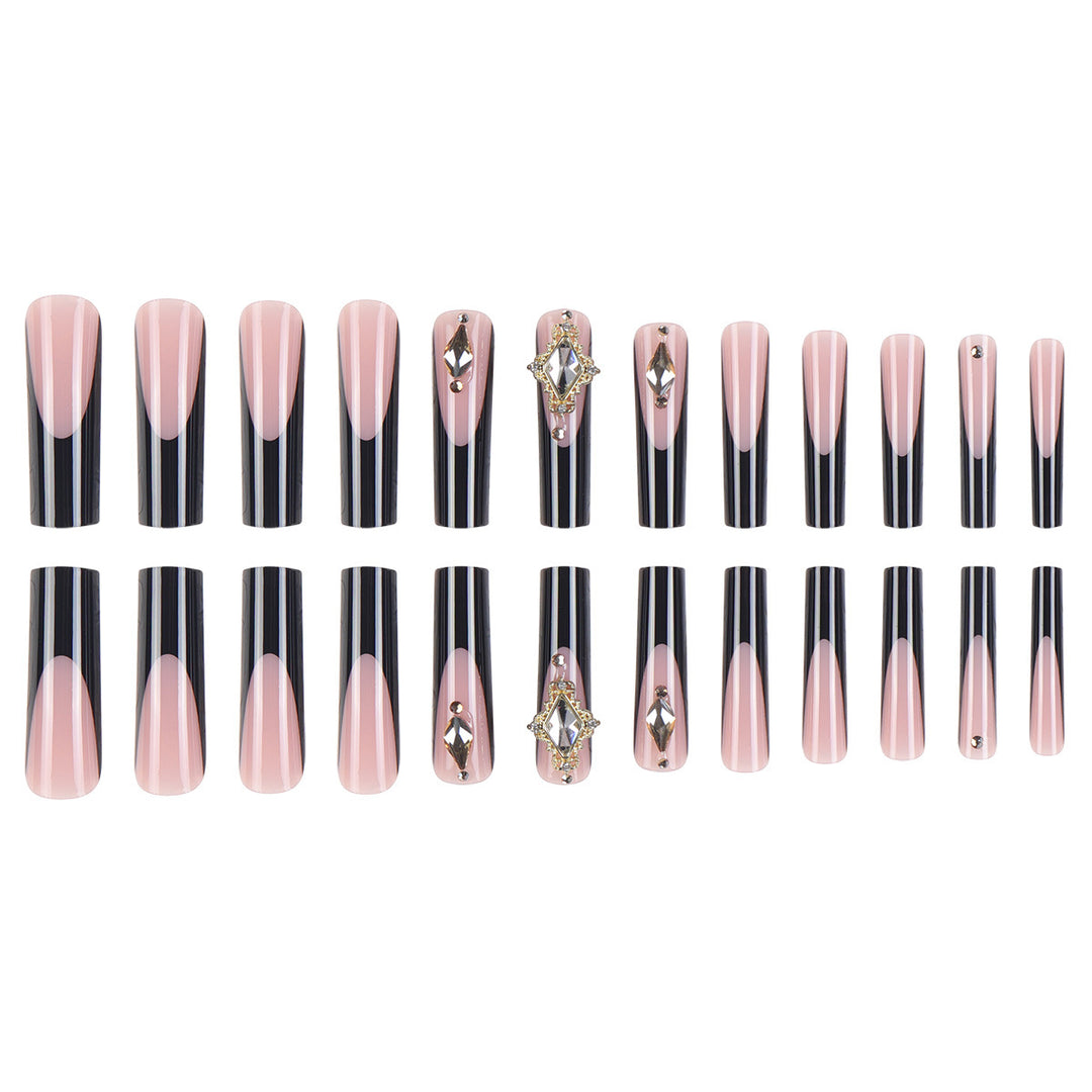 Elegant Stiletto Press-On Nail Extensions with Decorative Gems Kalsten