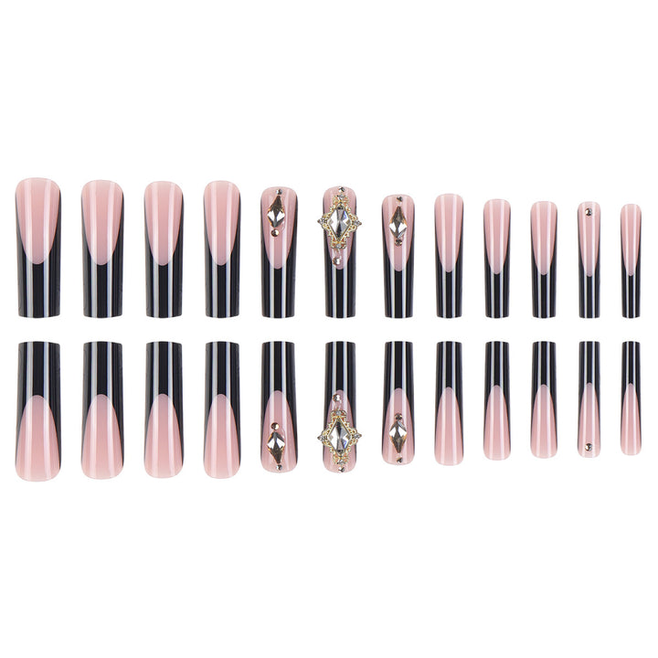 Elegant Stiletto Press-On Nail Extensions with Decorative Gems Kalsten