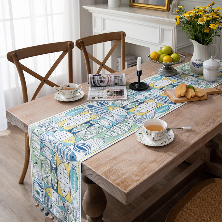 Artistic Fish Pattern Table Runner