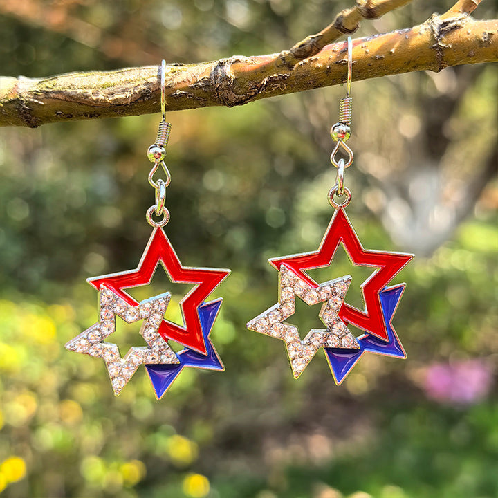 Women's hanging star earrings with enamel and crystal embellishments Kalsten