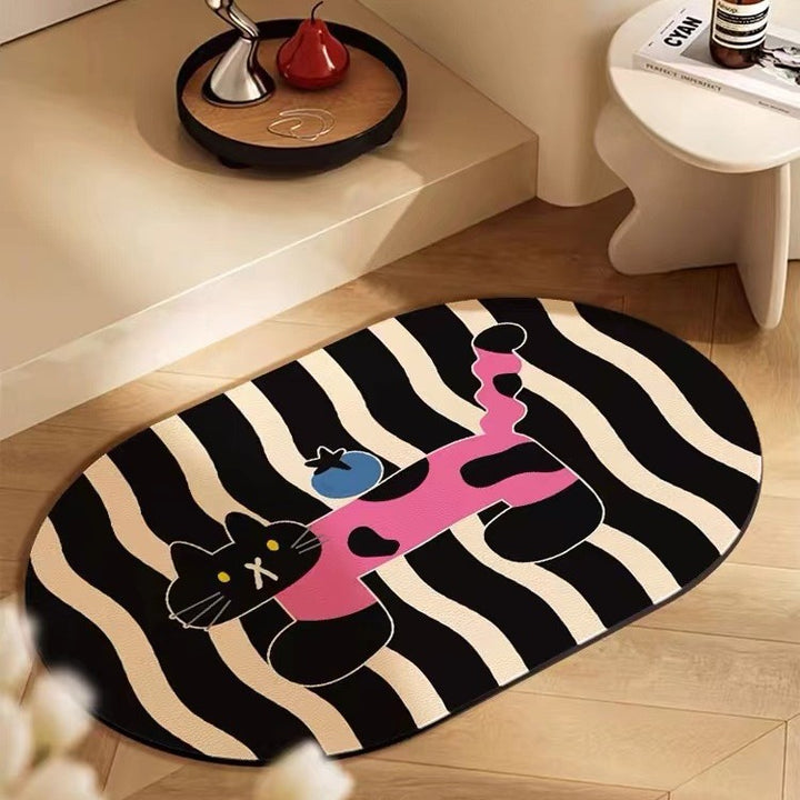 Artistic Cat-Themed Area Mat for Home Decor