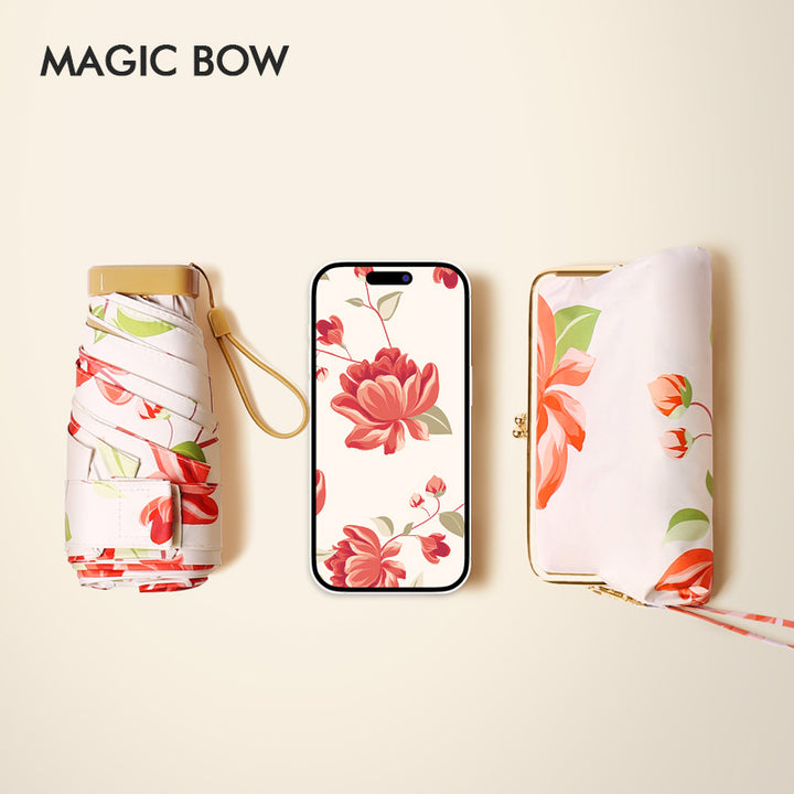 Ladies floral folding umbrella with innovative carrying bag Kalsten