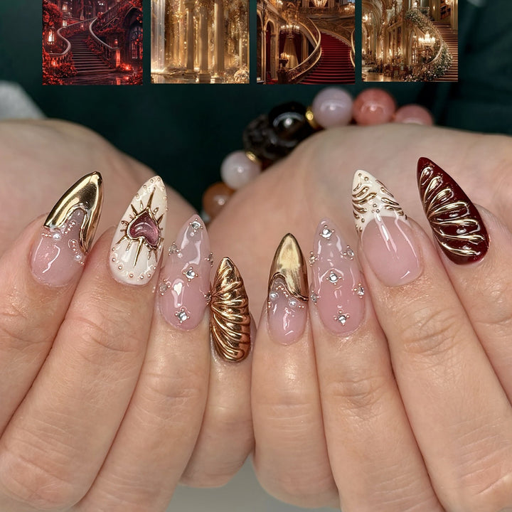 Elegant Artificial Nails with Glitter Accents Kalsten