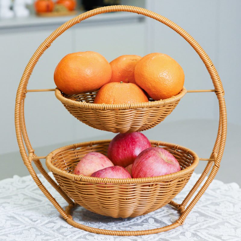 Rustic Two-Tiered Woven Fruit Stand Kalsten