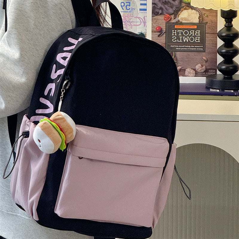 Trendy Casual Backpack with Cute Plush Charm