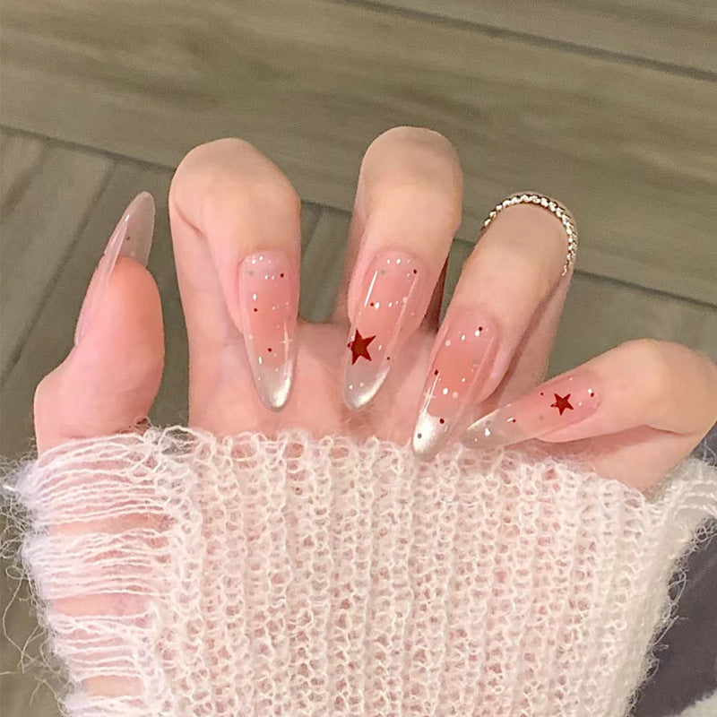 Artistic Press-On Nail Set with Star and Glitter Accents Kalsten