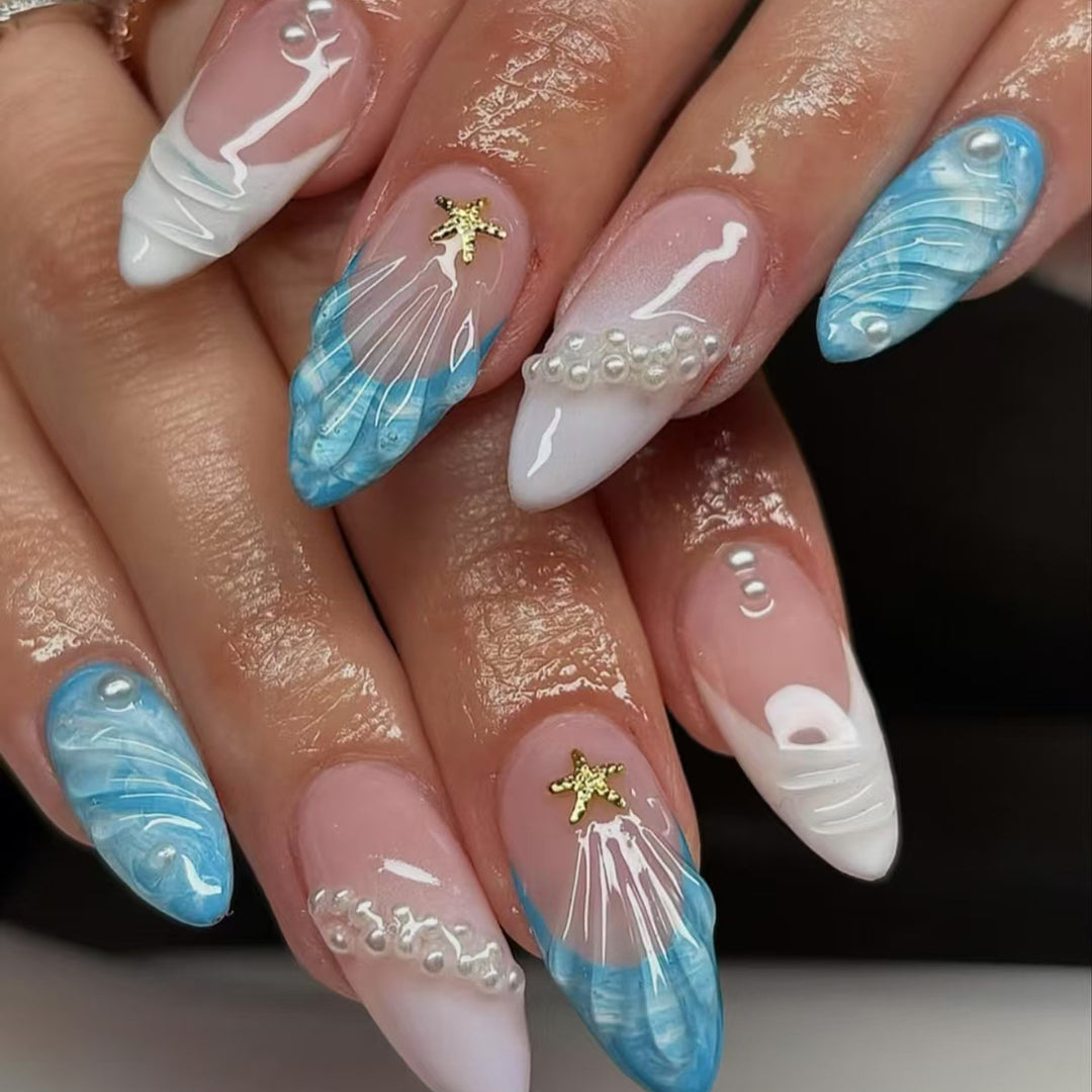 Creative artificial nails with maritime motifs Kalsten
