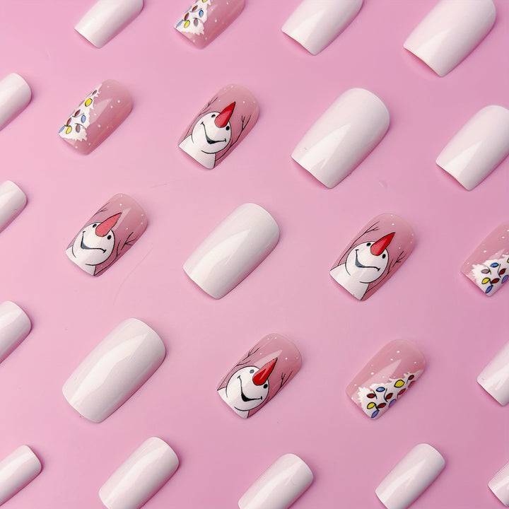 Artificial nails with Playful Festive Snowman Design Kalsten