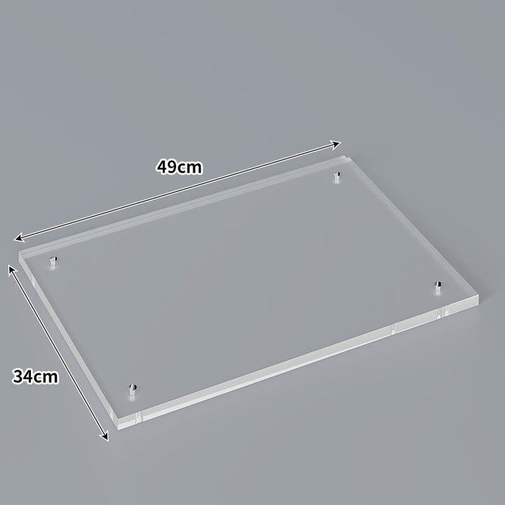 Large Wall-Mounted Clear Acrylic Floating Display Shelf Panel with Pre-Drilled Standoffs