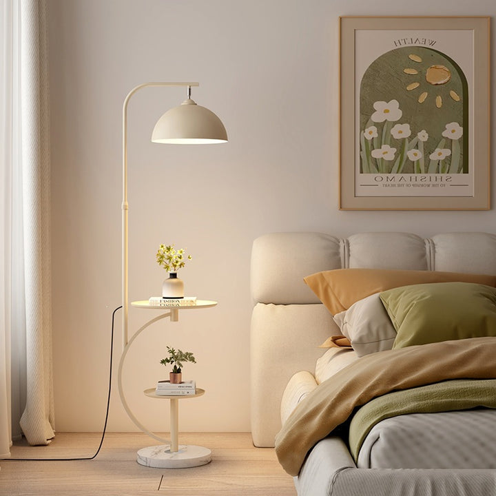 Adjustable Height Floor Lamp with Side Table
