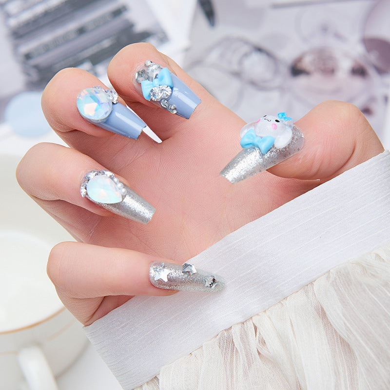 Creative artificial nails with 3D design and glitter accents Kalsten