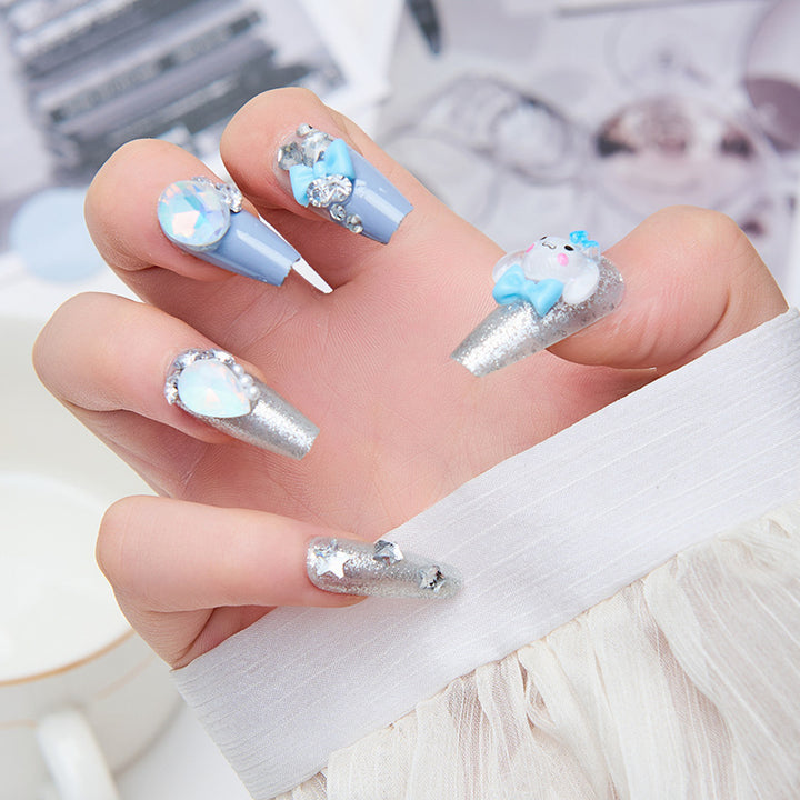Creative artificial nails with 3D design and glitter accents Kalsten