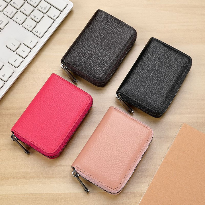 Sleek Zippered Leather Credit Card Holder Kalsten
