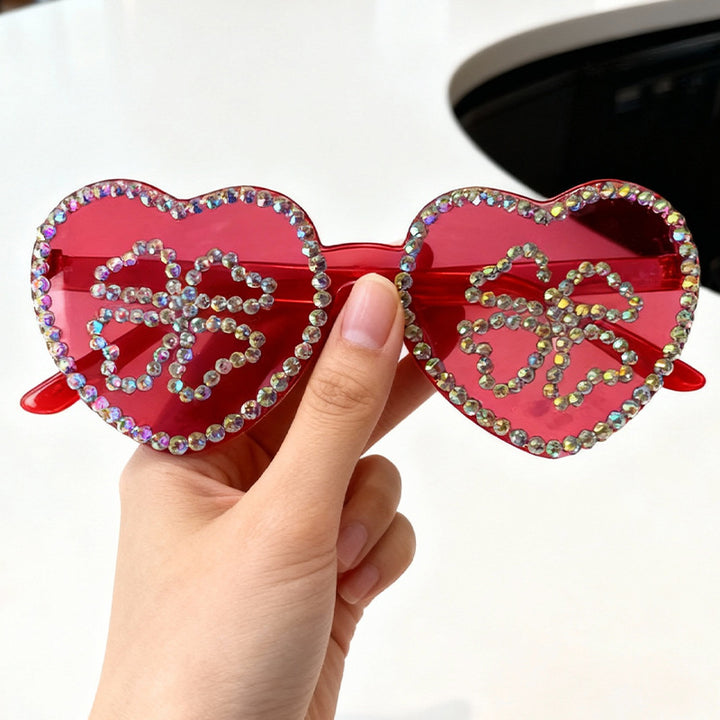 Glamorous Heart-Shaped Rhinestone Sunglasses Kalsten