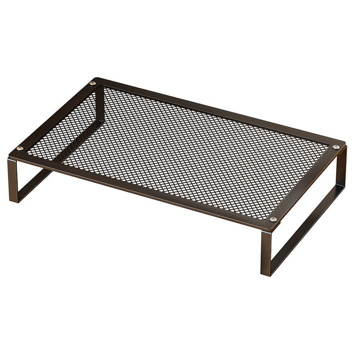 Mesh Metal Elevated Laptop and Monitor Stand with Ventilated Surface and Under-Keyboard Storage