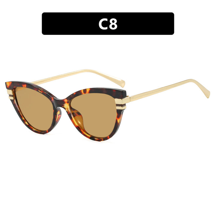 Ladies Cat-Eye Sunglasses with Elegant Plastic Frame and Golden Accents Kalsten