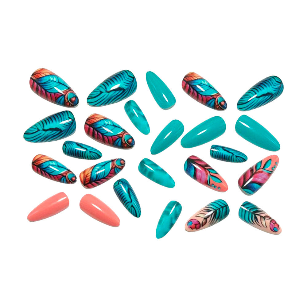 Artificial nail art with creative leaf patterns Kalsten